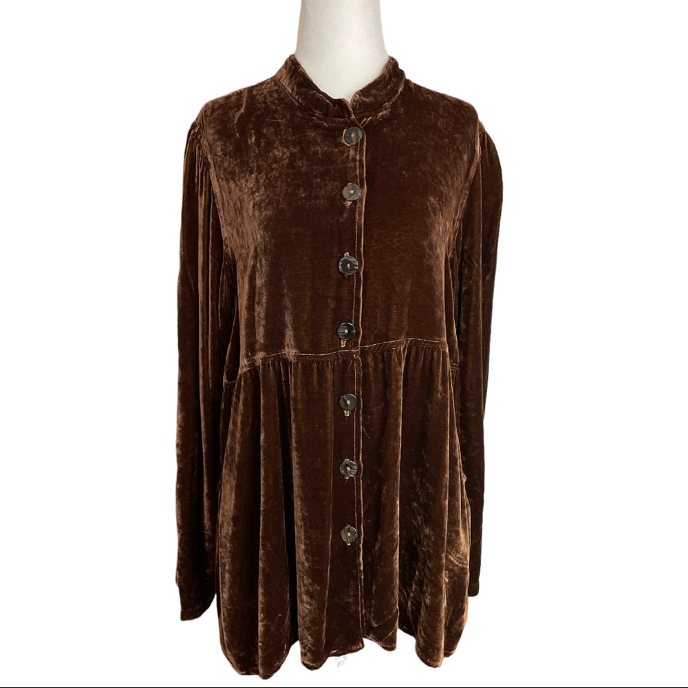CMC Brown Velour Top With Pockets Size Medium